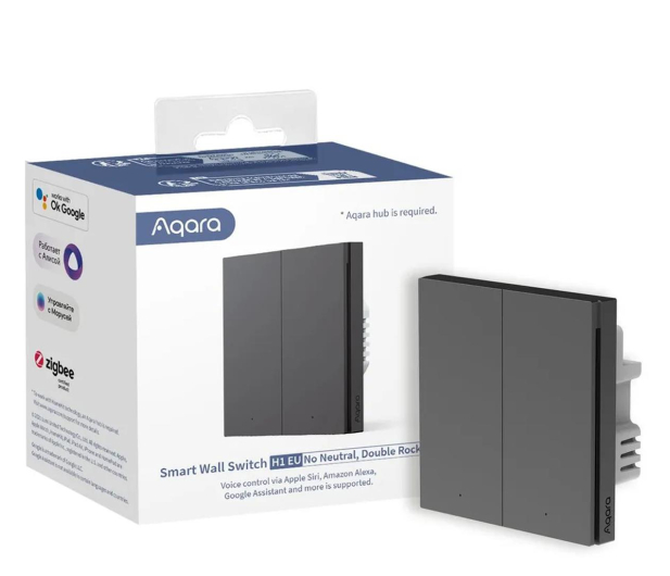 AQARA Przełącznik ścienny H1 bez neutralnego podwójny (szary) - 1246381 - zdjęcie 4